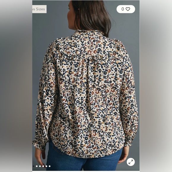 Maeve Anthropologie Katia Ruffled Button Up Blouse Top Size 0 (XS) Leopard Print - Picture 10 of 11